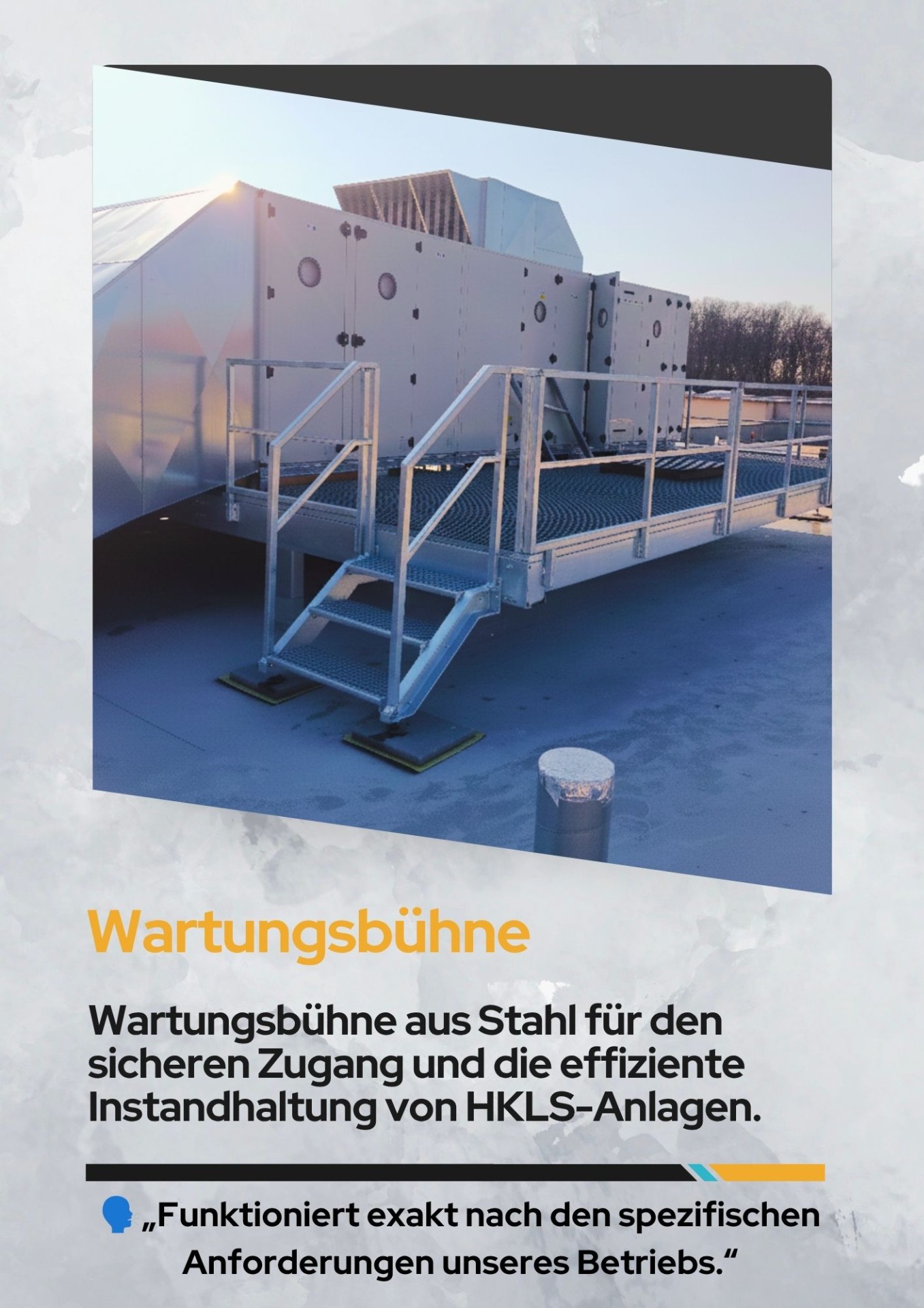 Wartungsbühne aus Stahl für HKLS-Dachanlagen