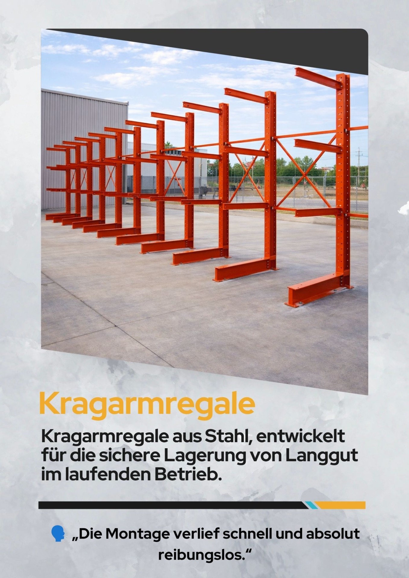 Kragarmregale aus Stahl für die Lagerung von Langgut